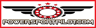 Logo with wings coming out of a wheel with the text powersportpilot.com beneath it